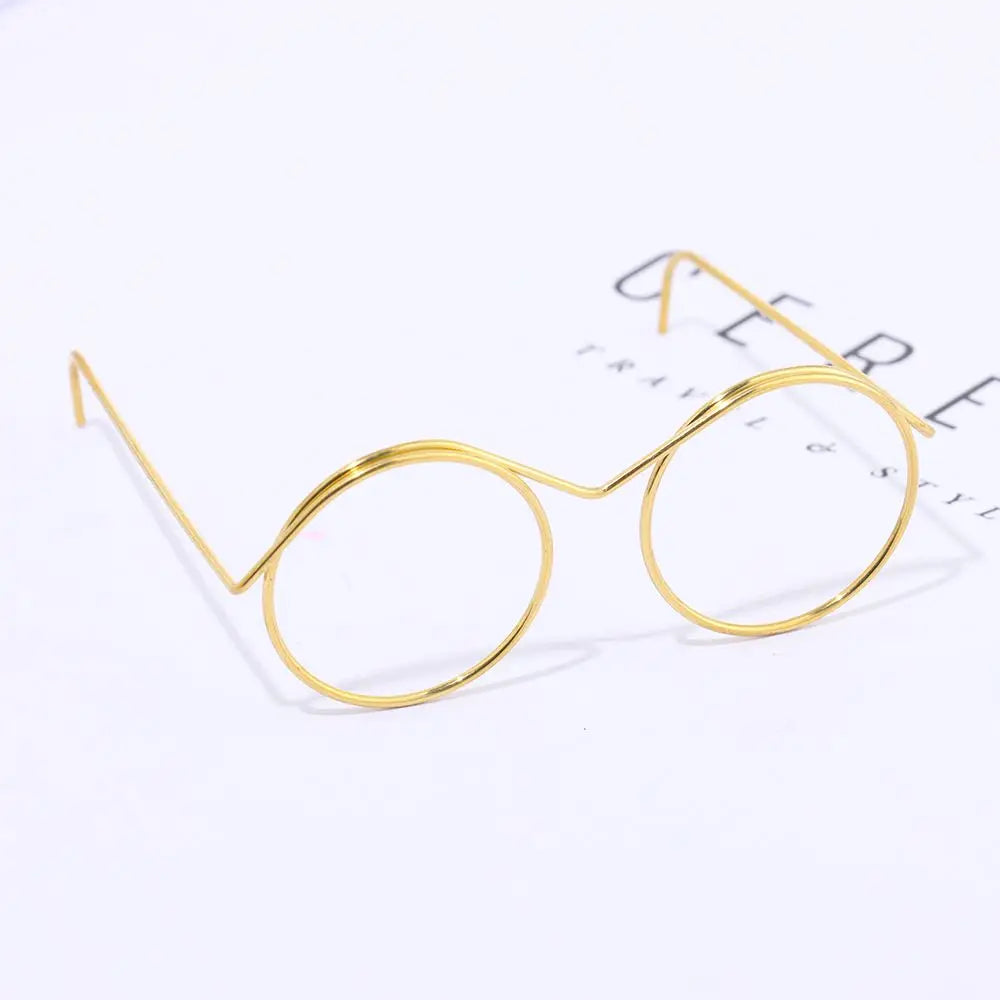 10Pcs Retro Doll Glasses Metal Round Frame Lensless Eyewear Toy Miniature Eyeglasses DIY Doll Dressing Accessories Spectacles