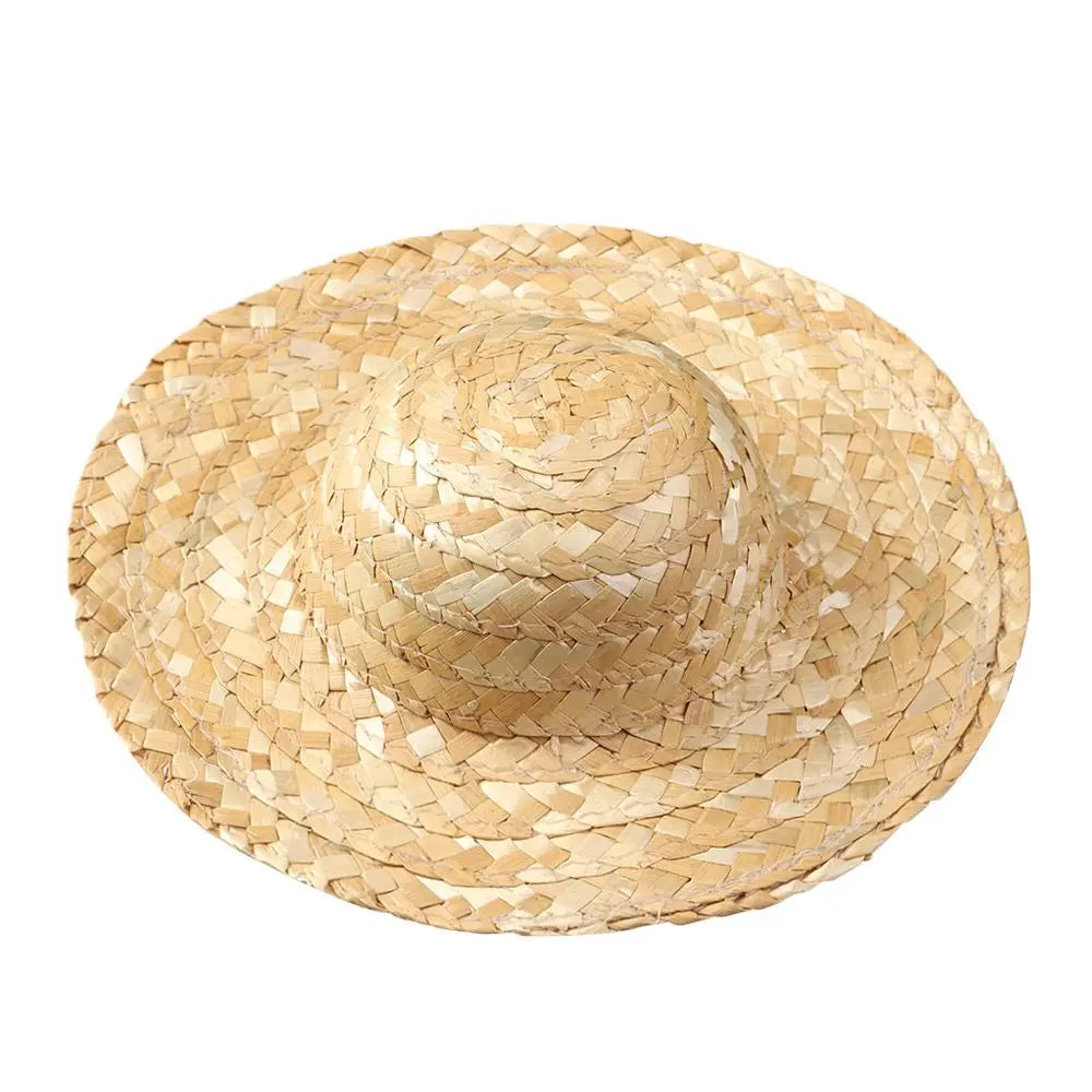Mini Woven Straw Hat Multiple Sizes Crafts Cute Toys Doll Accessories Woven Straw Hat DIY Decoration Doll Caps