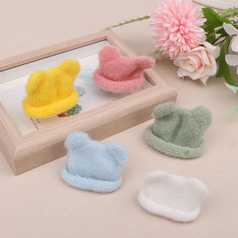 1/12 Doll Mini Colorful Knitted Hat Simulation Handmade Hats Toys Doll Dress Up Accessories For Kids Pretend Play Toy