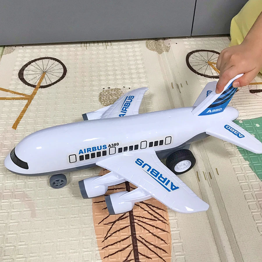 Children's favorite white airplane toy kit, large inertia airplane model, self-assembled, children's Christmas gift