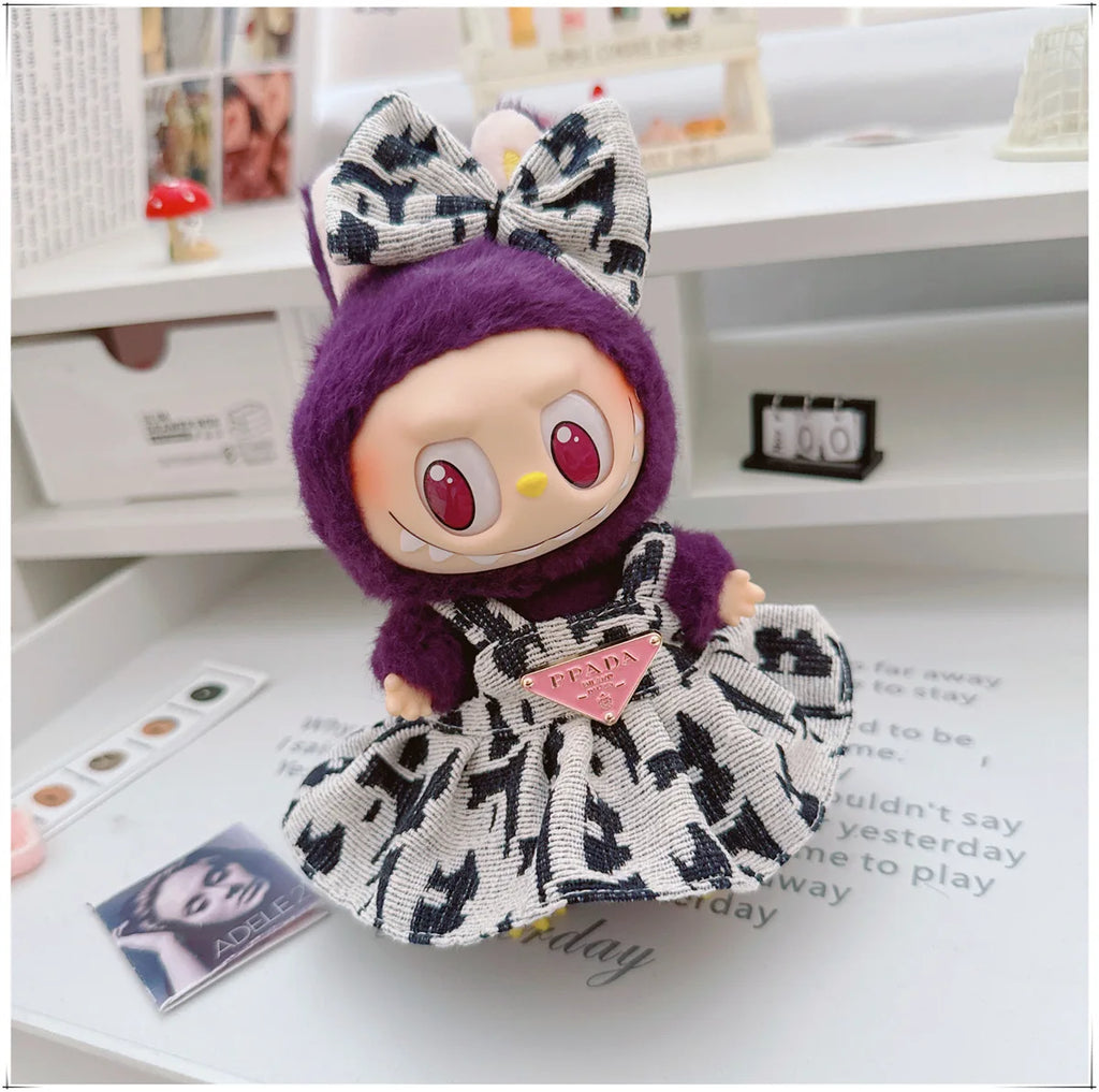 For 17cm Labubu Doll Clothes V1 V2 Doll Clothing Accessories Hat Overall Dress Shoes Bag Doll Accessories Sitting Party Game Toy