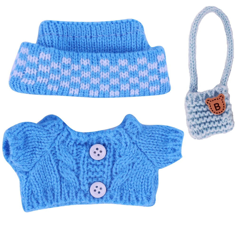 Doll Sweater+Woolen Hat For labubu 17cm Plush Doll Clothes Accessories Girl‘s Toys Birthday And Christmas Gift