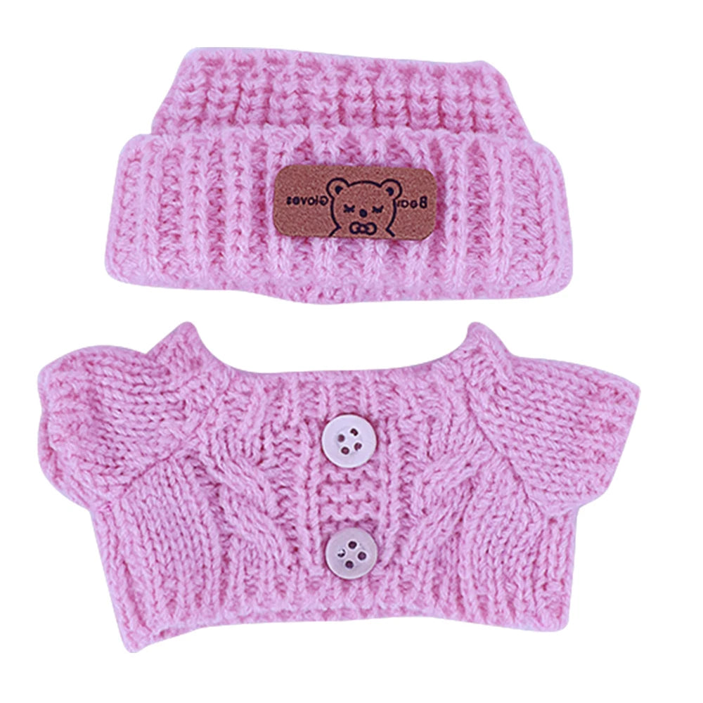 Doll Sweater+Woolen Hat For labubu 17cm Plush Doll Clothes Accessories Girl‘s Toys Birthday And Christmas Gift