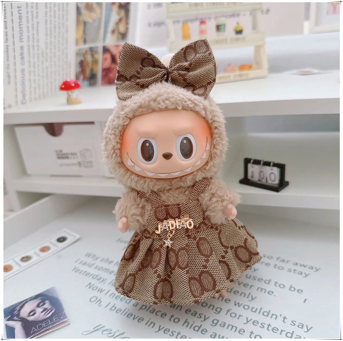 For 17cm Labubu Doll Clothes V1 V2 Doll Clothing Accessories Hat Overall Dress Shoes Bag Doll Accessories Sitting Party Game Toy