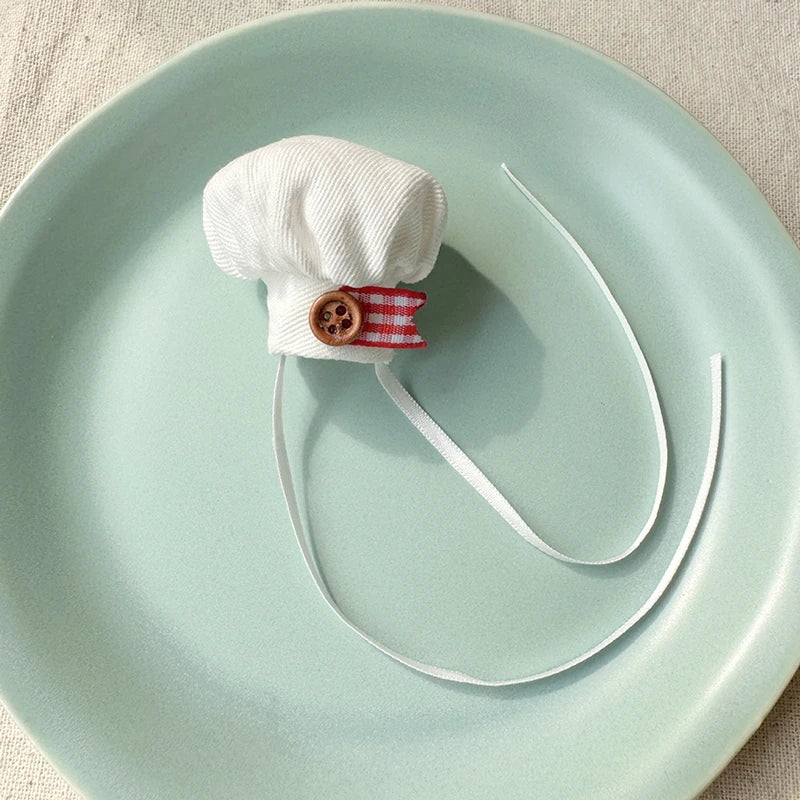 For 10CM Plush Doll Chef Hat Cute Mini Doll Hats DIY Dolls Decoration Accessories Dollhouse Scene Ornament Pretend Play Toys