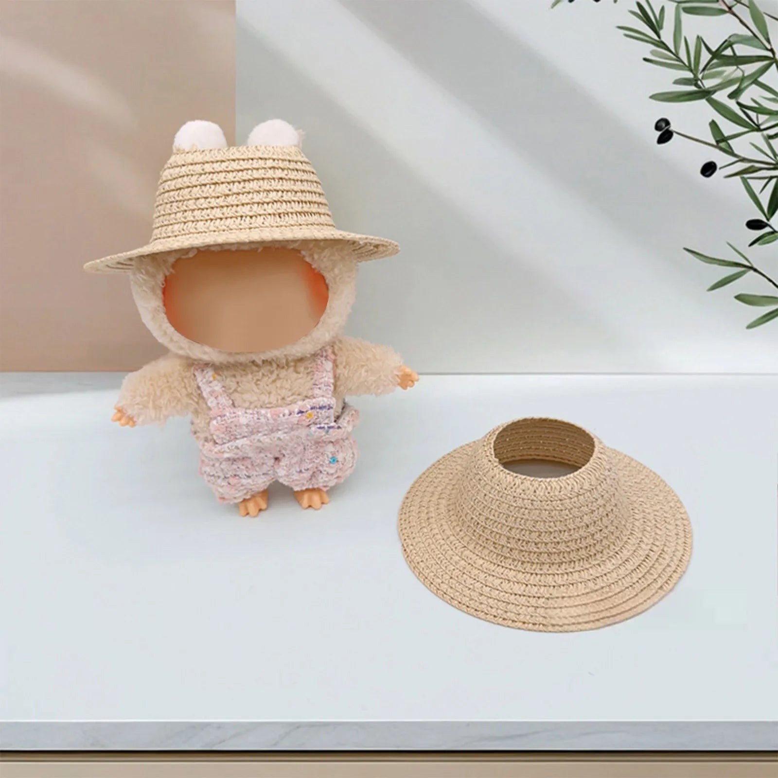 Colored Empty Straw Hat For Ropa Labubu Lovely Little Doll Accessories Cute Hat Decoration