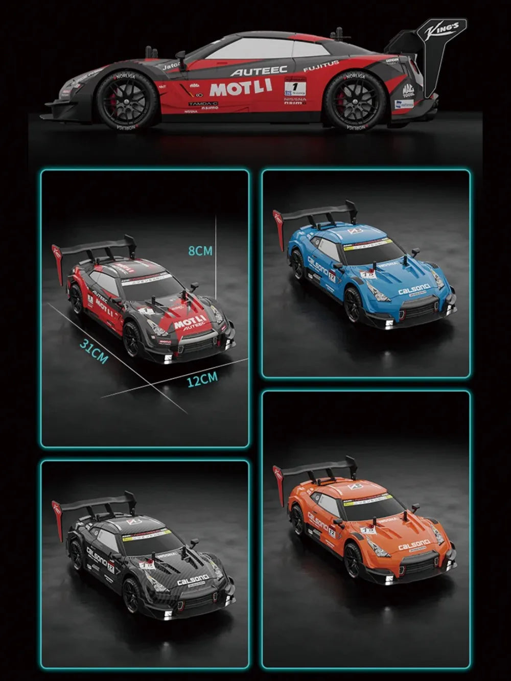 GTR 2.4G Drift Racing Car with，4WD Championship Off-Road Radio Remote Control Vehicle，Electronic Hobby Toy for Kids