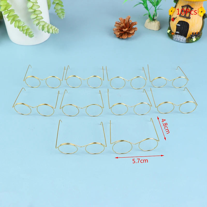 1/2/5/10Pcs Fashion Round Frame Lensless Retro Cool Doll Glasses For Doll 57*48*22mm