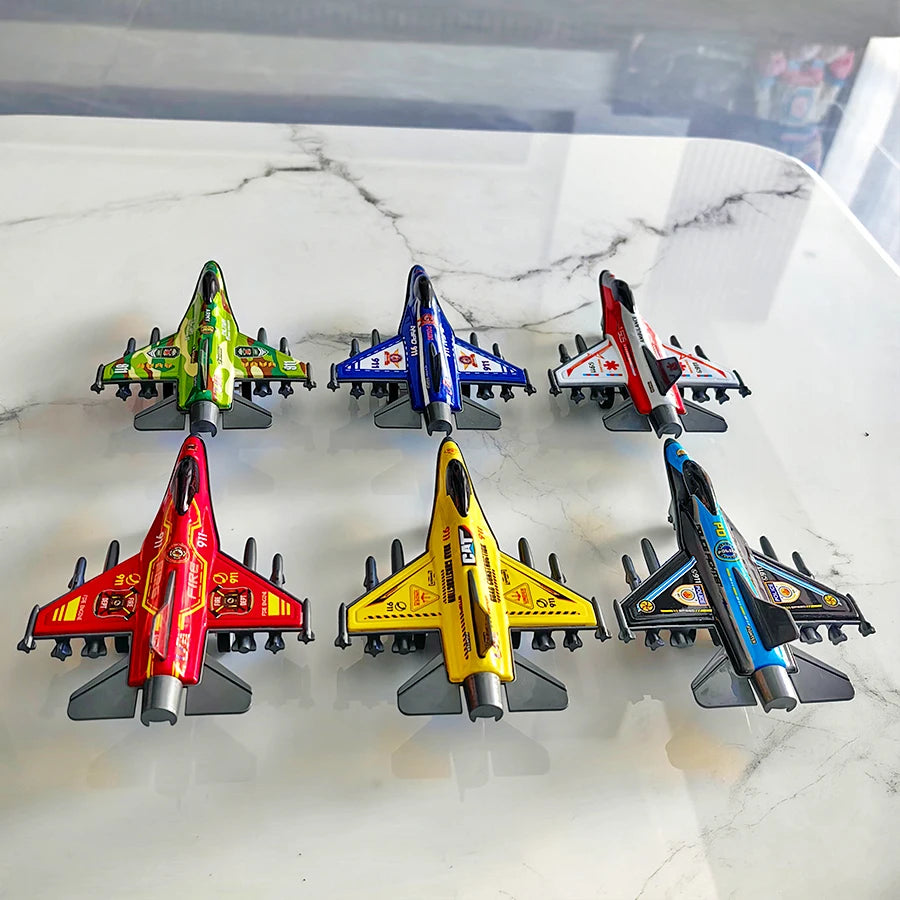6 glider toy sets, mini semi metal planes, suitable for children's airplane models, party giveaways, Halloween, Christmas gifts