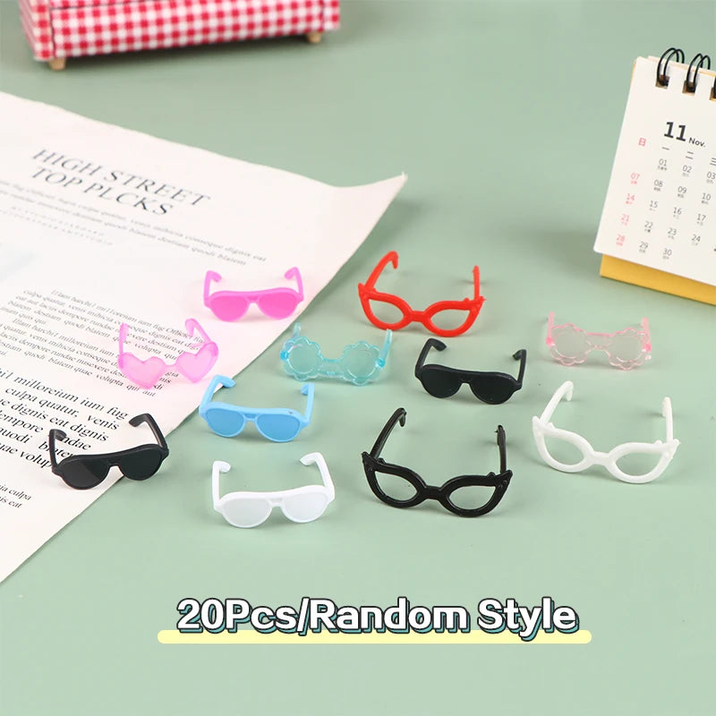 20Pcs Dollhouse Miniature Glasses Eyeglasses Model For Dolls Decorations Kids Pretend Play Toys DIY