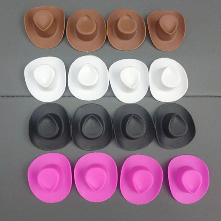 10Pcs Fashion Pink White Brown Mini Cowboy Doll Hat For Girls Dolls Accessories Kids Toys Gifts (Small for Barbie)