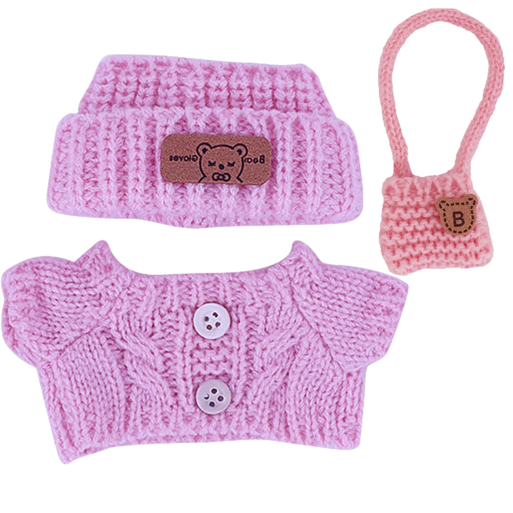 Doll Sweater+Woolen Hat For labubu 17cm Plush Doll Clothes Accessories Girl‘s Toys Birthday And Christmas Gift