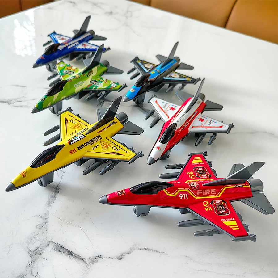 6 glider toy sets, mini semi metal planes, suitable for children's airplane models, party giveaways, Halloween, Christmas gifts