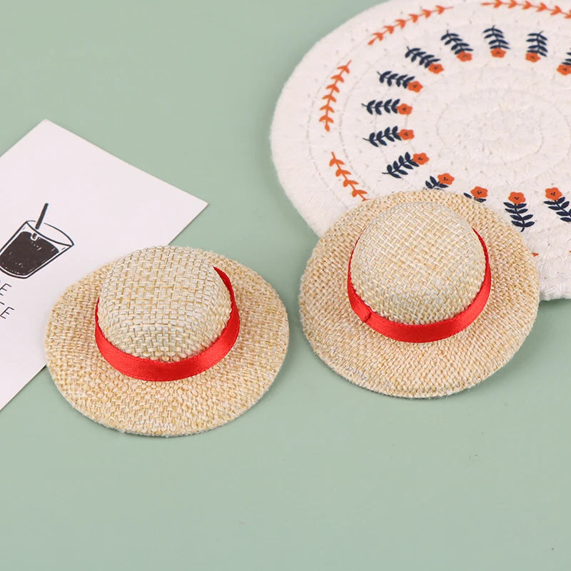 New 1Pcs Doll House Doll Mini Straw Hat Sun Cap For Doll Clothes Accessories DIY Decoration Pretend Play Toys