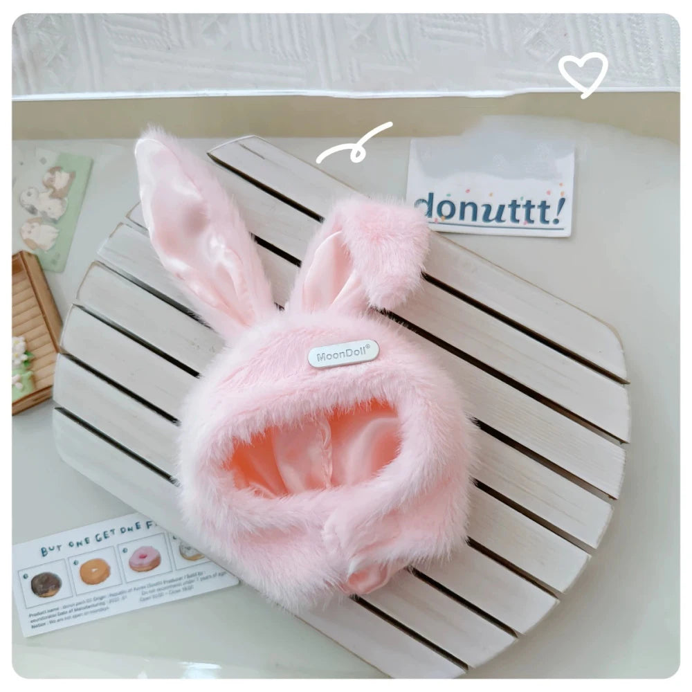 Cute Cotton Doll Rabbit Ears Hat for 10/15/17cm Star Body Doll Plush Hat Dress Up Accessories DIY Toy