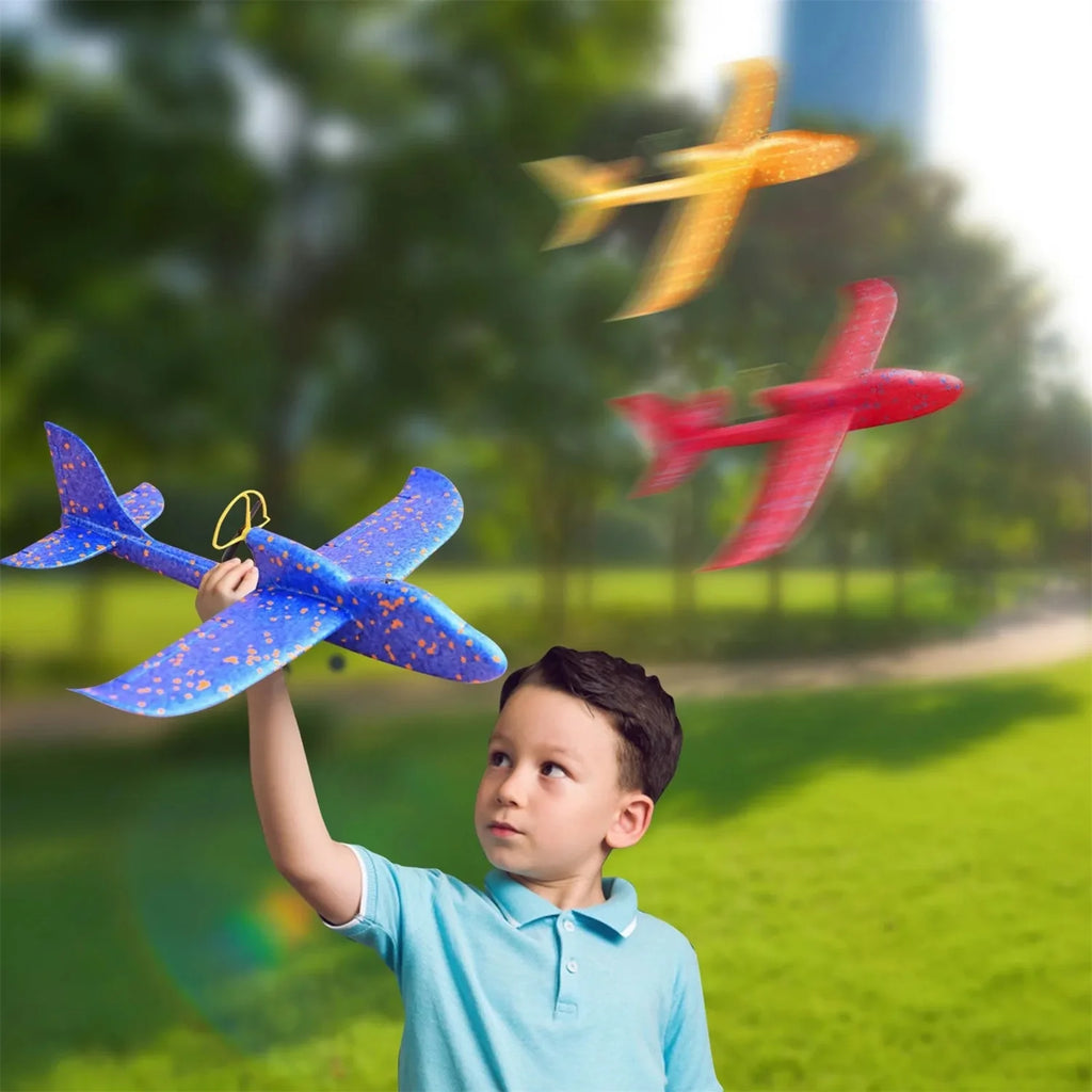 Electric Foam Airplane Toy Hand Throwing Plane Toy for Kids Aircraft Toy with USB Charging Outdoor Flying Toys Birthday Gift