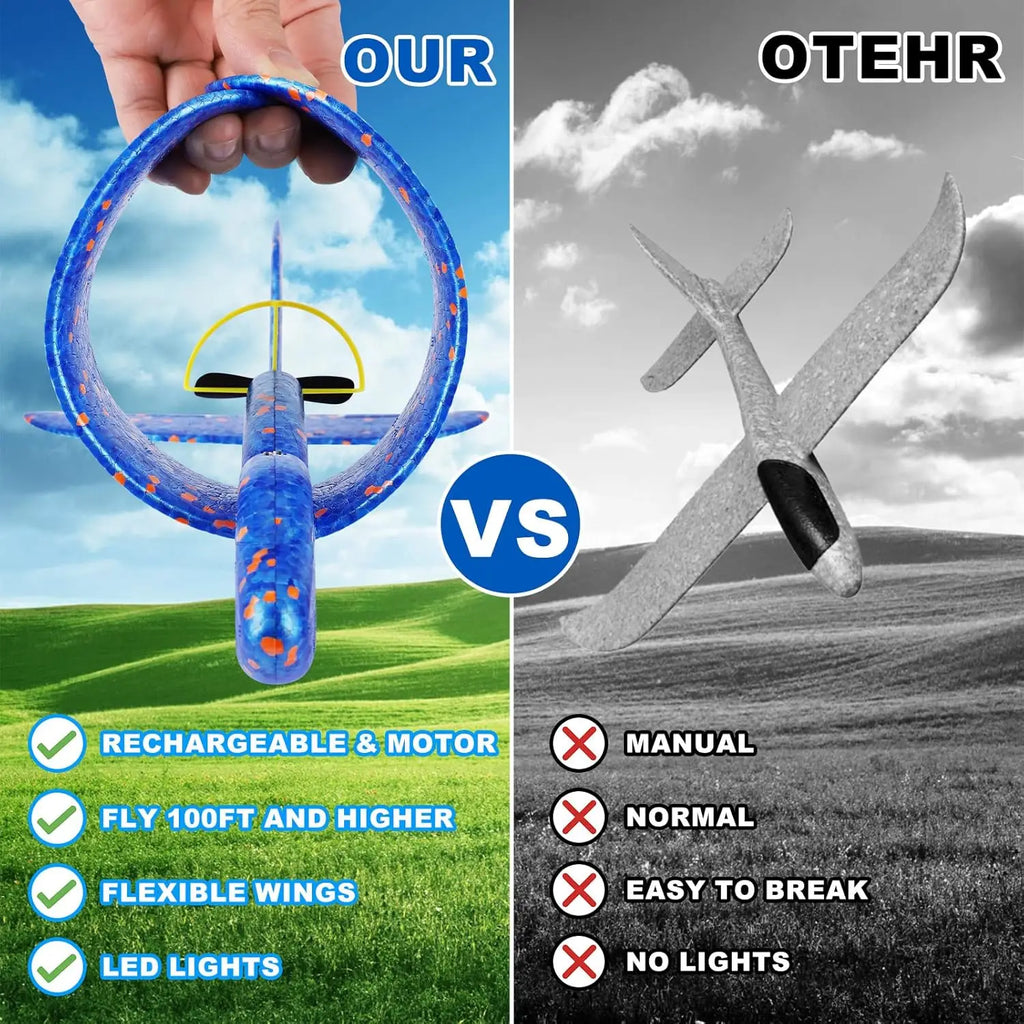 Electric Foam Airplane Toy Hand Throwing Plane Toy for Kids Aircraft Toy with USB Charging Outdoor Flying Toys Birthday Gift