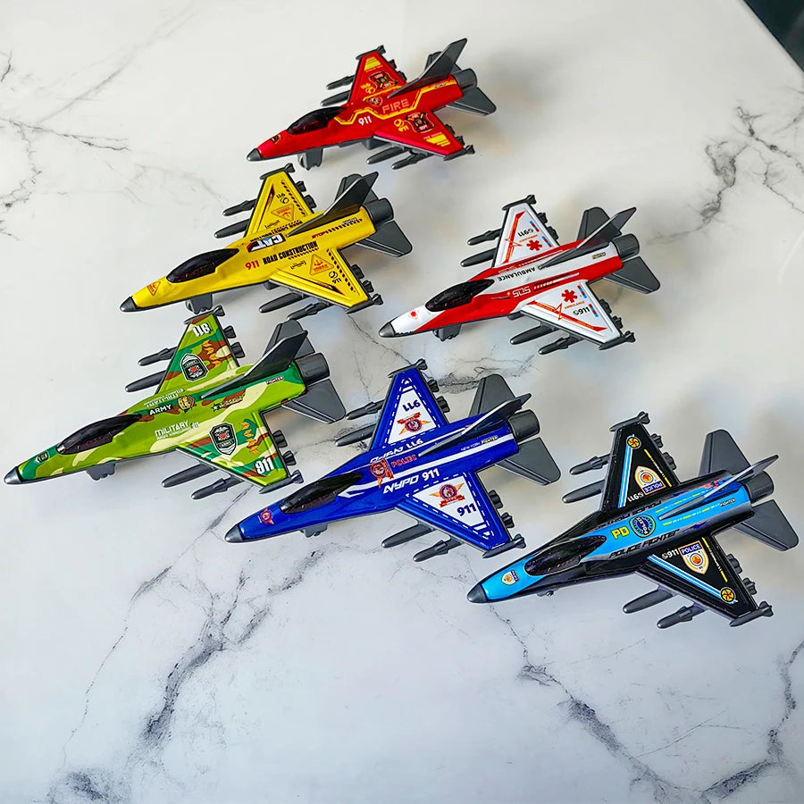 6 glider toy sets, mini semi metal planes, suitable for children's airplane models, party giveaways, Halloween, Christmas gifts