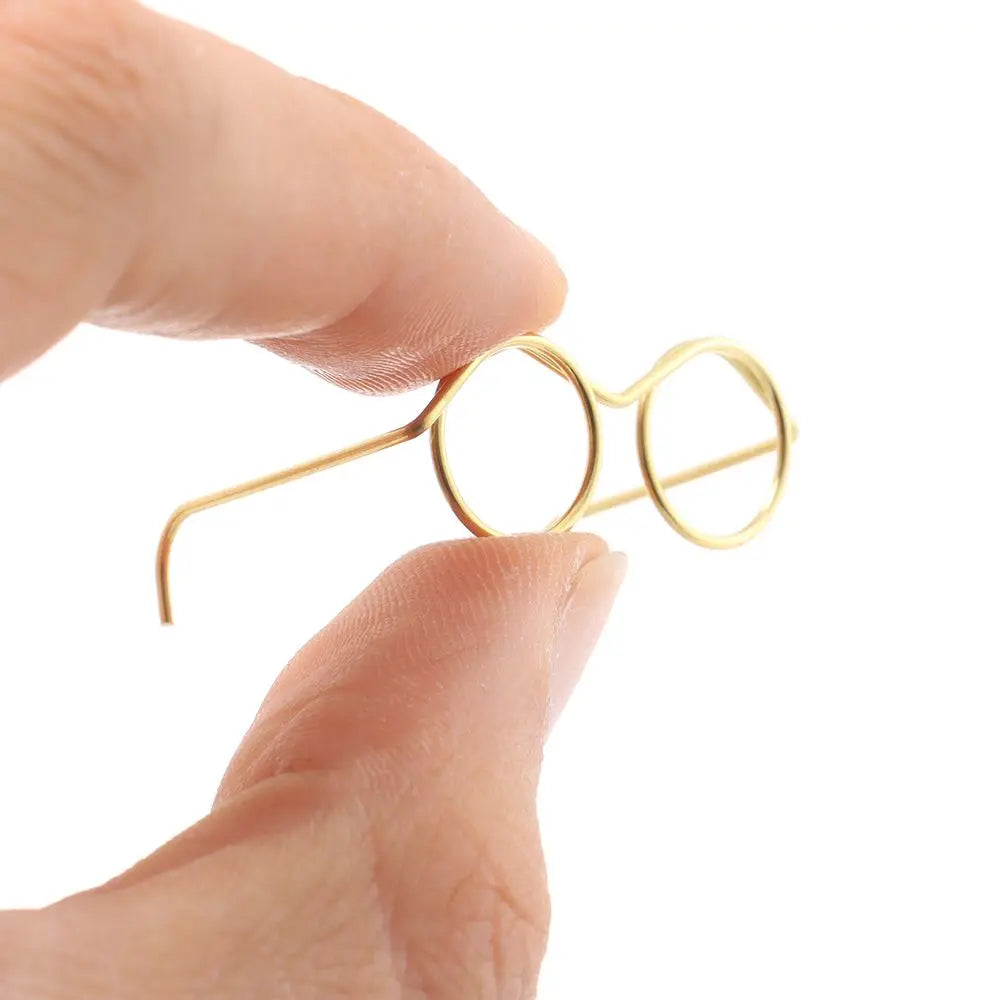 10PCS Cute Gold Round Frame Lensless Retro Doll Glasses For Doll Fashion Doll Accessories
