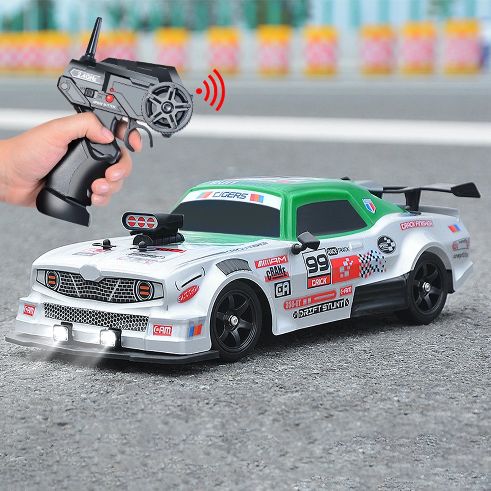Remote Control Drift Car 1/16 Remote Control Spray Car 2.4GHz 4WD Remote Control Race Car for Kids Boys Girls with LED Lights