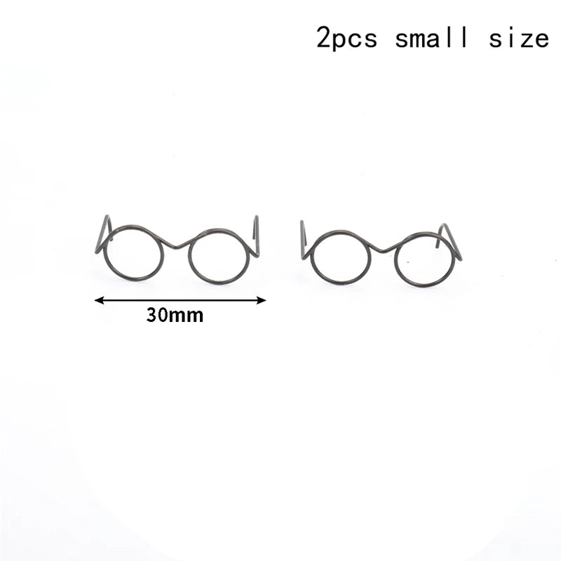 1/2/5/10Pcs Fashion Round Frame Lensless Retro Cool Doll Glasses For Doll 57*48*22mm