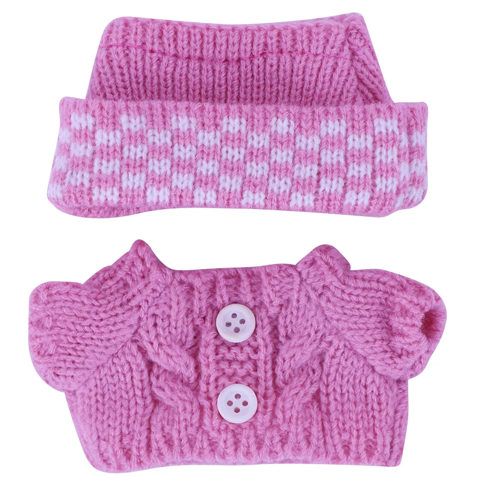 Doll Sweater+Woolen Hat For labubu 17cm Plush Doll Clothes Accessories Girl‘s Toys Birthday And Christmas Gift