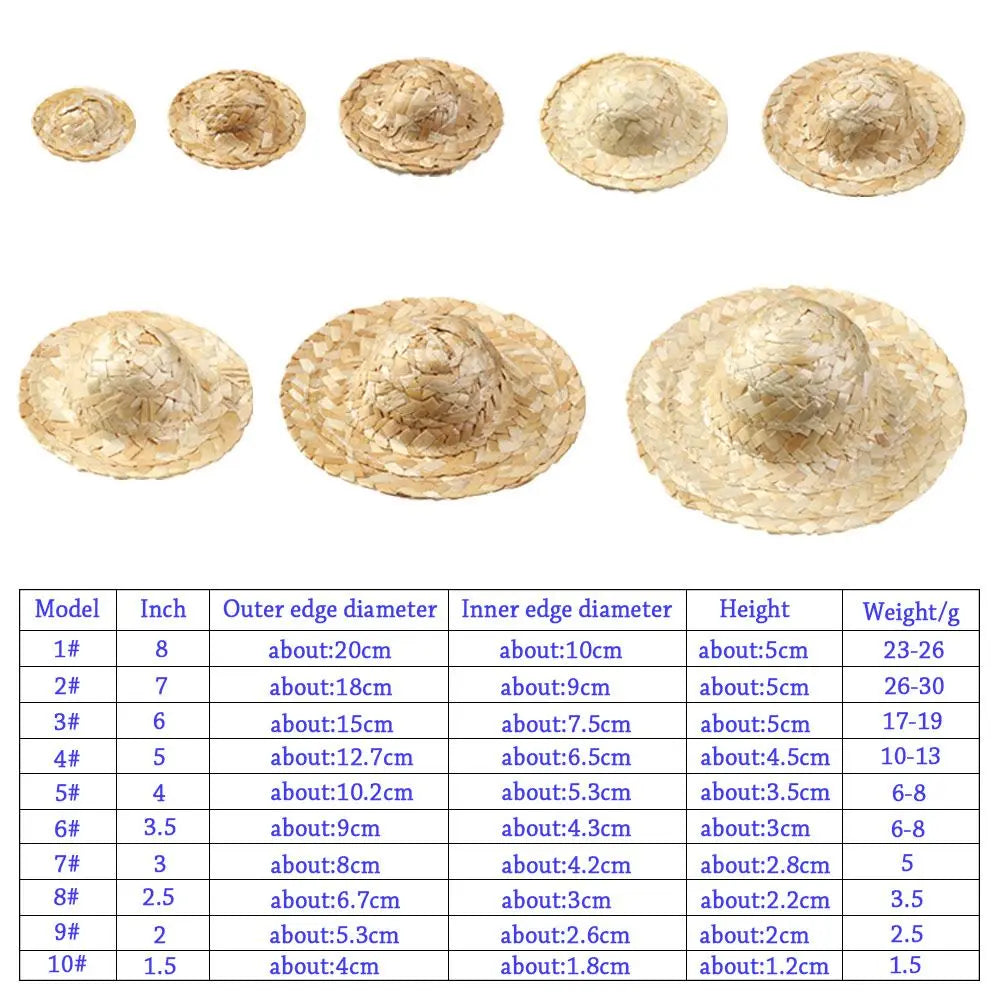 Woven Straw Hat DIY Decoration Doll Caps Multiple Sizes Crafts Cute Toys Doll Accessories