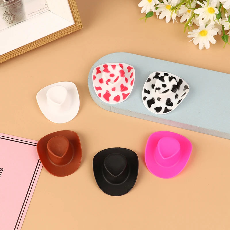 10Pcs Miniature Plastic Doll Hat Western Cowboy Hat Cowgirl Hat For Dolls Decoration Accessories