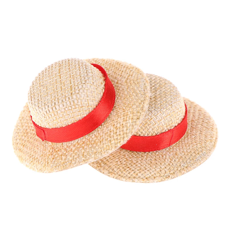 New 1Pcs Doll House Doll Mini Straw Hat Sun Cap For Doll Clothes Accessories DIY Decoration Pretend Play Toys