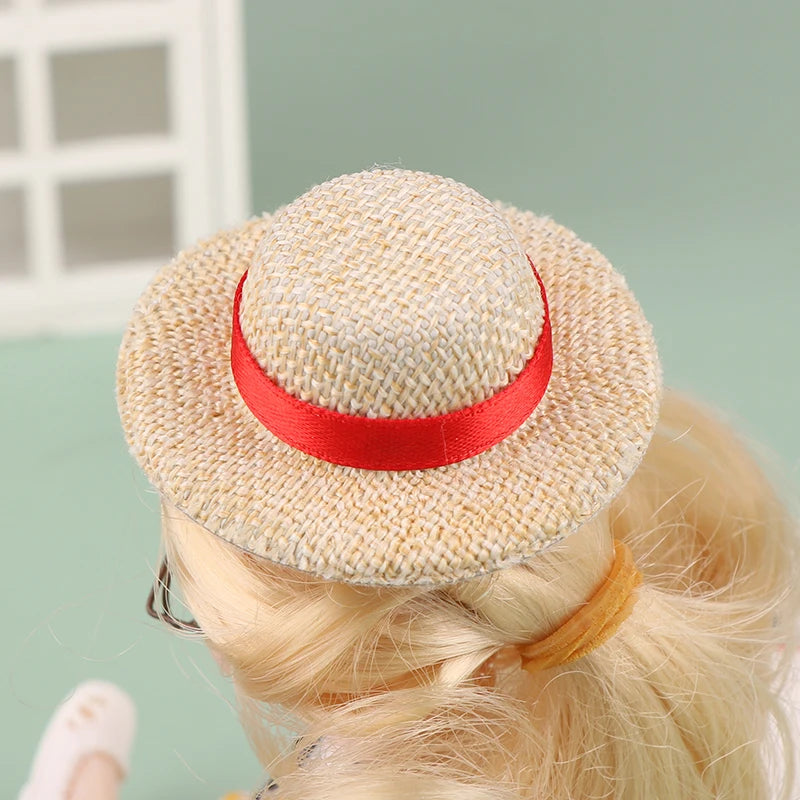 New 1Pcs Doll House Doll Mini Straw Hat Sun Cap For Doll Clothes Accessories DIY Decoration Pretend Play Toys
