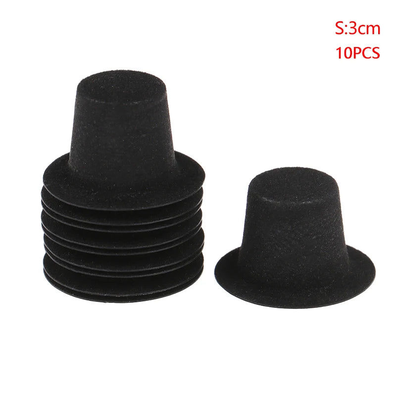 10Pc 1:12 Dollhouse Miniature Simulation Black Flocked Hat Model DIY Dolls Accessories Kids Toys