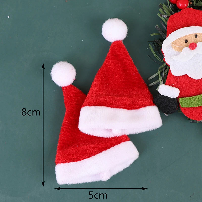 2Pcs Dollhouse Miniature Christmas Santa Claus Hat Doll Accessories Red Hat Xmas Home Decor Xmas Hat for Children Xmas Gift