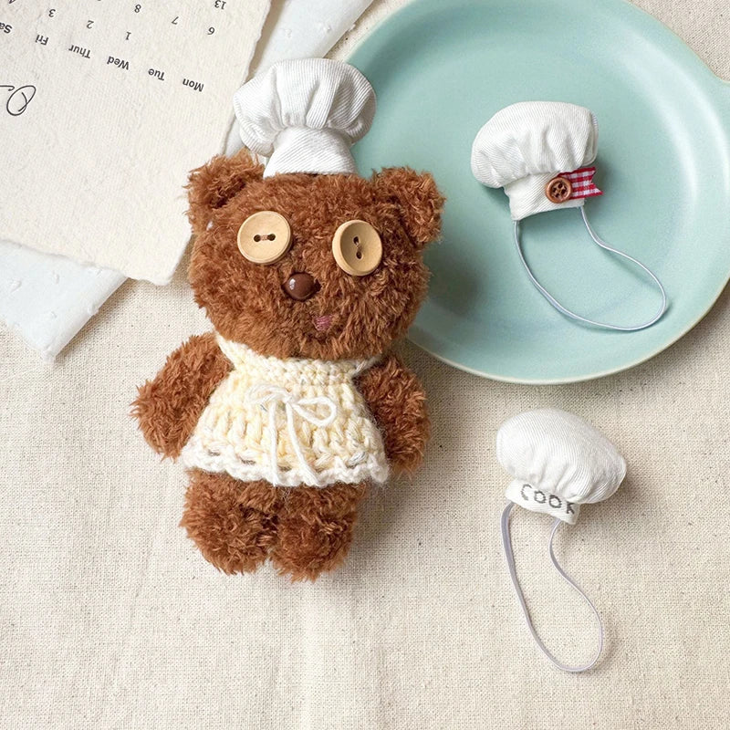 For 10CM Plush Doll Chef Hat Cute Mini Doll Hats DIY Dolls Decoration Accessories Dollhouse Scene Ornament Pretend Play Toys