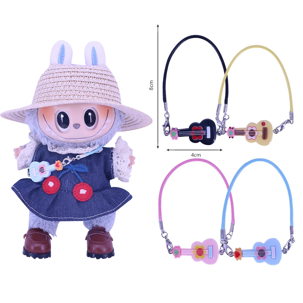Mini Doll Accessories For Labubu Doll Glasses Mini Cartoon Model Guitar Popcorn Pendant Waist Bag Dollhouse Gift,Girl's Toy