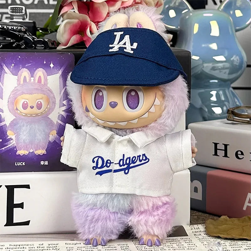 For 17cm Labubu Clothing Set Baseball jersey Catcher gloves Baseball bat Hat V1 V2 V3 Labubu Clothes Doll Accessories Toys