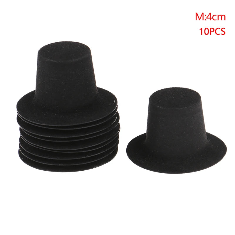 10Pc 1:12 Dollhouse Miniature Simulation Black Flocked Hat Model DIY Dolls Accessories Kids Toys