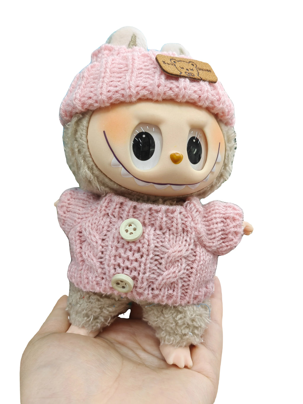 Doll Sweater+Woolen Hat For labubu 17cm Plush Doll Clothes Accessories Girl‘s Toys Birthday And Christmas Gift