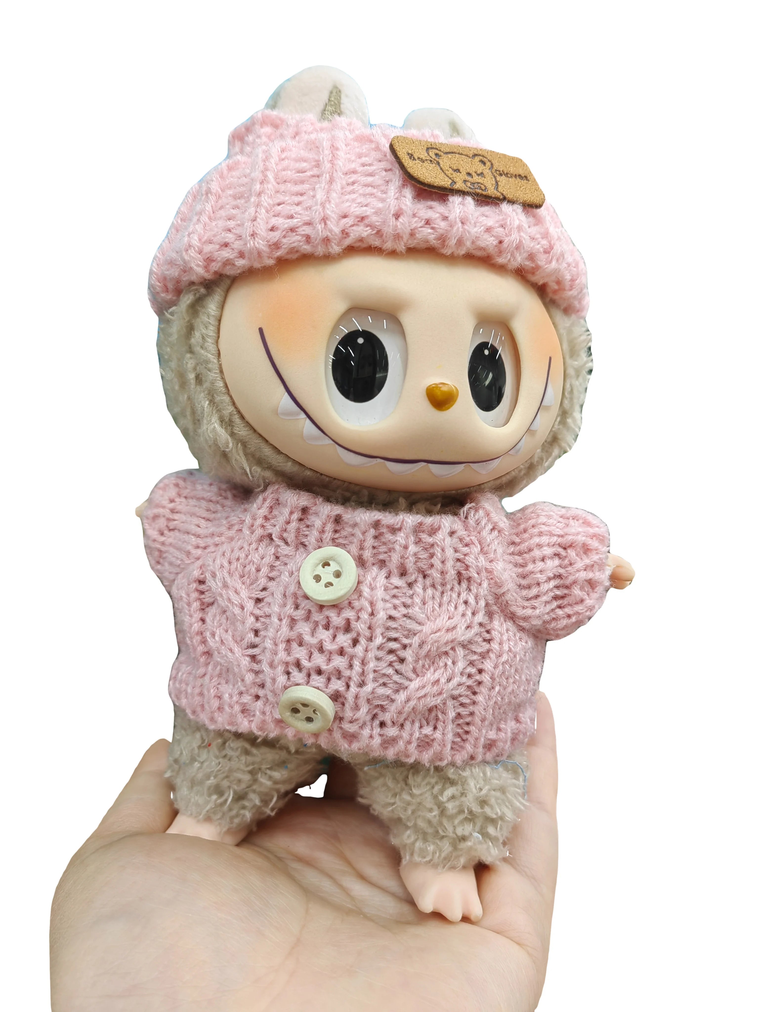 Doll Sweater+Woolen Hat For labubu 17cm Plush Doll Clothes Accessories Girl‘s Toys Birthday And Christmas Gift