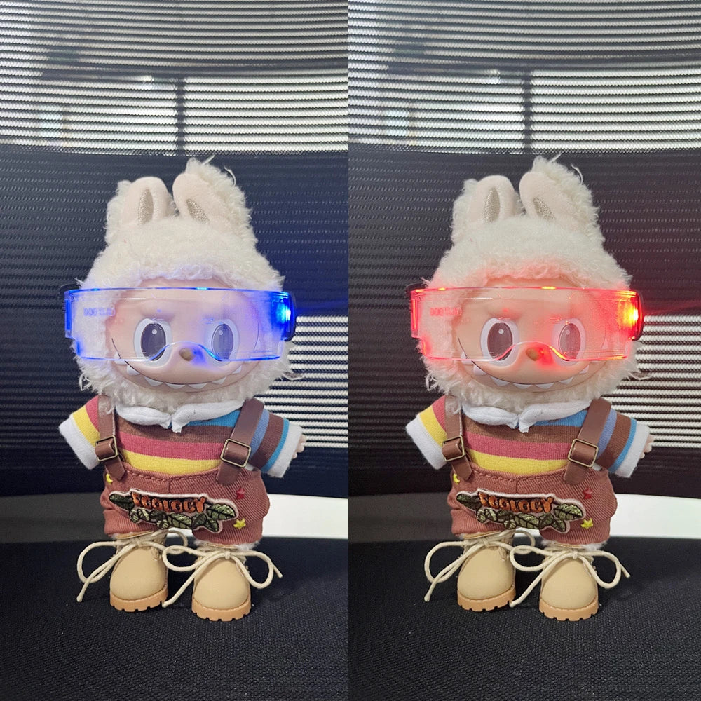 For Labubu Glasses Doll Accessories Doll Accessories Cool Luminous Future Technology Glasses Mini Edition Handsome Doll clothes