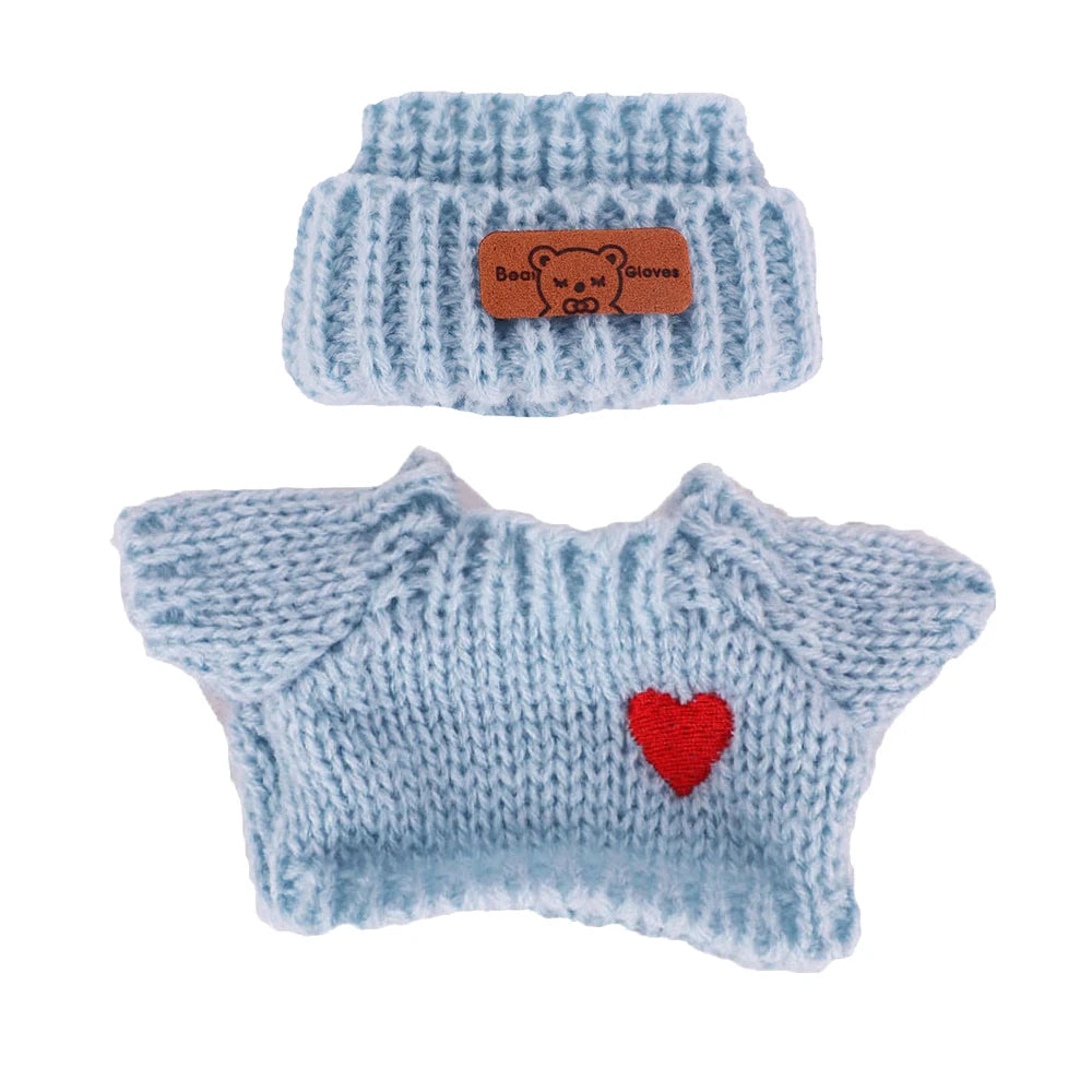 Doll Sweater+Woolen Hat For labubu 17cm Plush Doll Clothes Accessories Girl‘s Toys Birthday And Christmas Gift