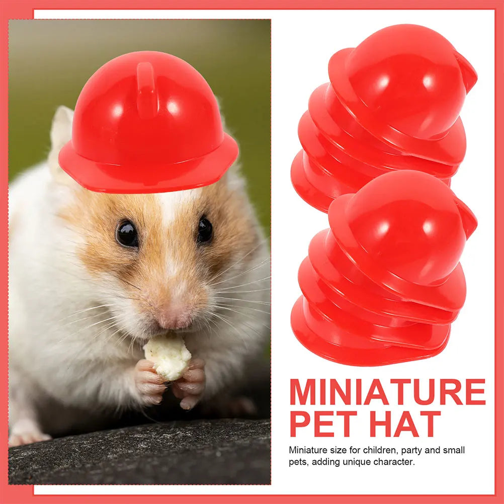10pcs Mini Construction Hat Safety Decor Plastic Miniature Helmets Accessories Pet Toys Doll Dress Up Play Supplies