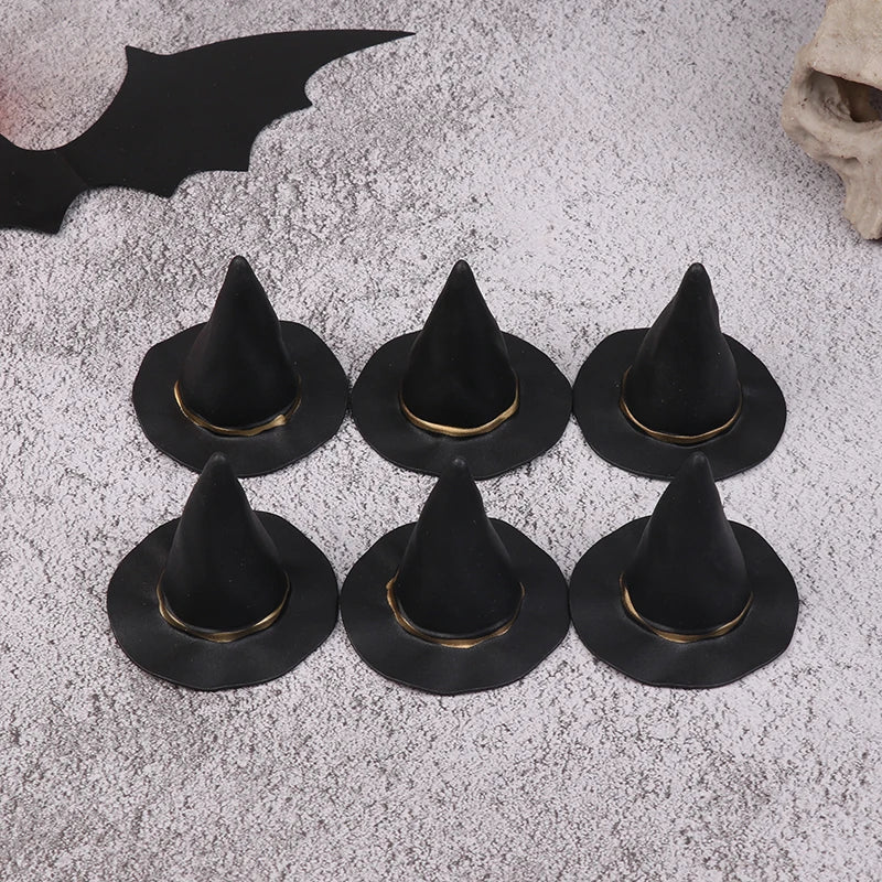 6/10Pcs Doll Felt Cloth Tiny Hats Ornament Cover Miniature Witch Hat Small Hats For Cake Decor Halloween Decoration Toy