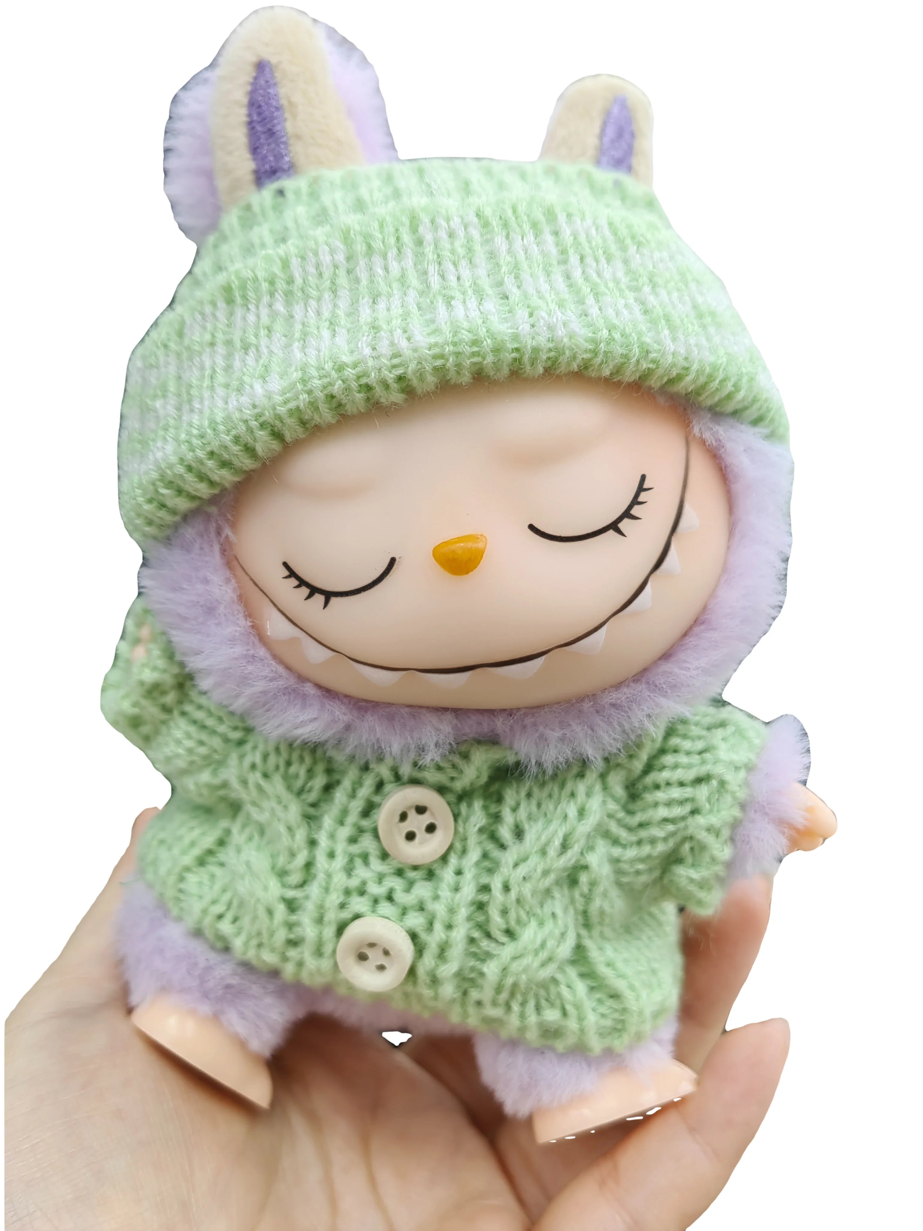 Doll Sweater+Woolen Hat For labubu 17cm Plush Doll Clothes Accessories Girl‘s Toys Birthday And Christmas Gift