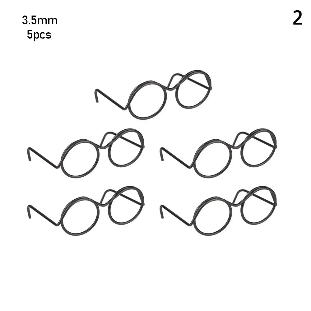 5PCS Round Glasses Frame Dolls Cute Retro Alloy Mini Black Lensless Eyewear Fashion Baby Kids Toys Doll Dressing Accessories