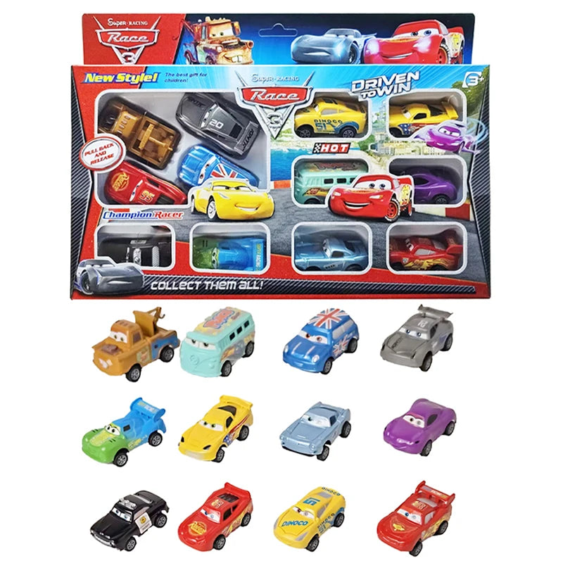 Mini 12 pcs Disney Pixar Cars 3 Piston Cup Rebound Car  Collection Lightning McQueen Jackson Storm PVC Car Model Toy for childre
