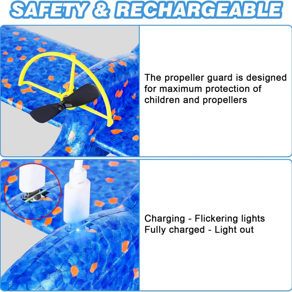 Electric Foam Airplane Toy Hand Throwing Plane Toy for Kids Aircraft Toy with USB Charging Outdoor Flying Toys Birthday Gift