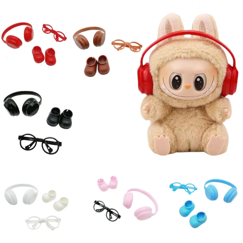 Suitable for Labubu Doll Clothing Accessories Mini Glasses Shoes Headphones V1 V2 V3 DIY Accessories Children's Toys Gifts
