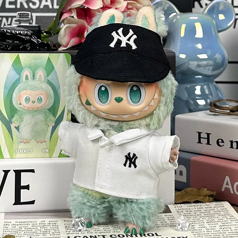 For 17cm Labubu Clothing Set Baseball jersey Catcher gloves Baseball bat Hat V1 V2 V3 Labubu Clothes Doll Accessories Toys