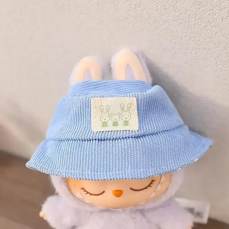 For 17cm LABUBU hat sit party macaron outfit doll bucket Hat Cute Doll Accessories Kids Girls Toys