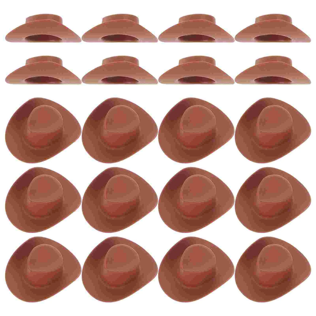 20 Pcs White Cowboy Hat Toys for Girls Mini Miniature Pet Hats Plastic Decor Tiny Miss